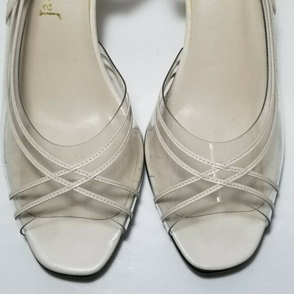 Vintage Jack Rogers Clear Straps Pumps Cream 8.5 - Picture 4 of 10